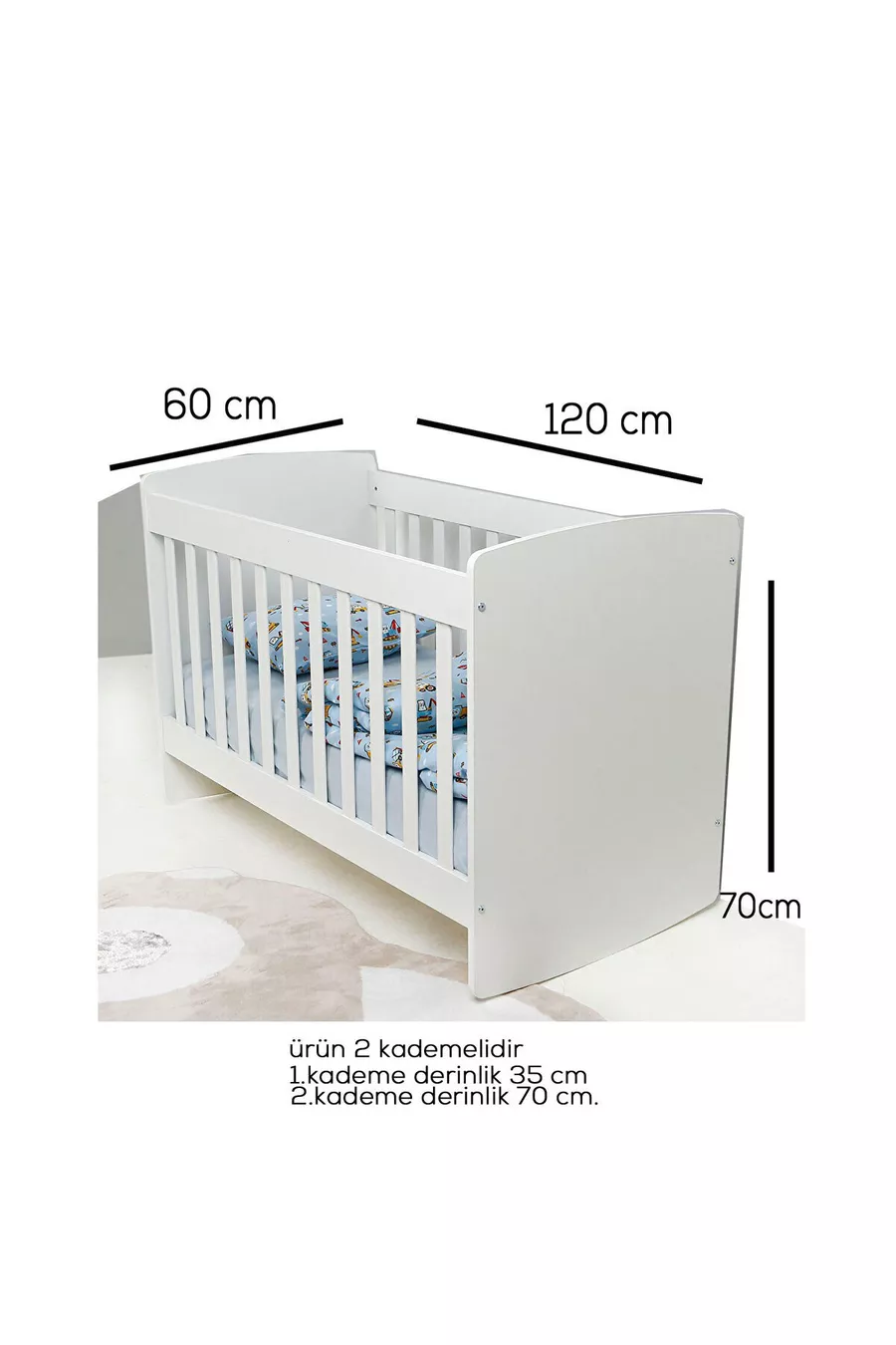 Berceau pour bébé à balancement profond avec hauteur réglable (Lit offert)