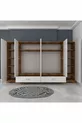 Armoire Rani  à large garde-robe, 6 portes, 2 tiroirs, 2 penderies, module unique, miniature noyer - blanc