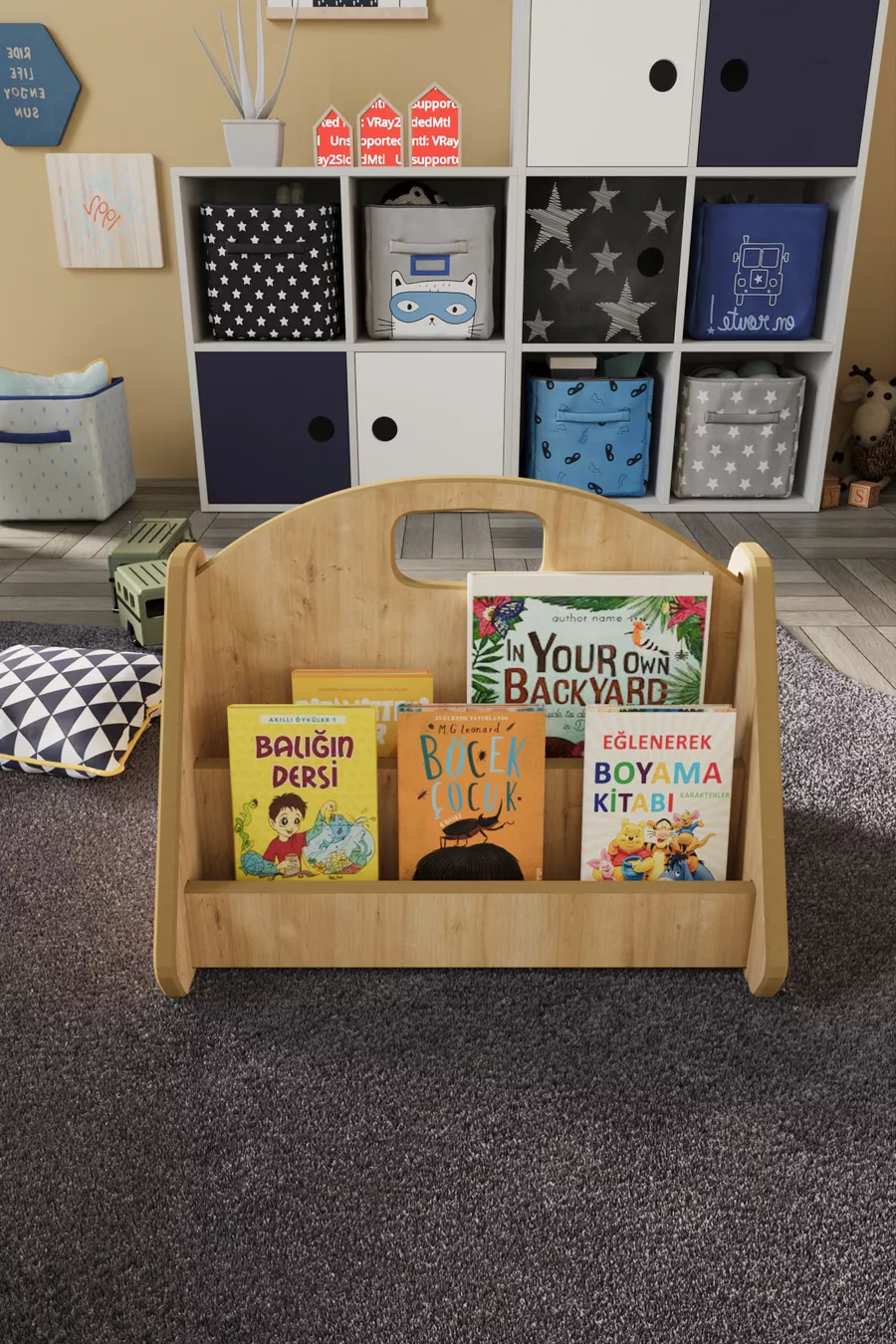 Bibliothèque Montessori en MDF pour enfants - Chêne Saphir