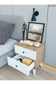 Table de chevet Marbella en bois avec tiroirs blanc brillant et marron pour chambre à coucher