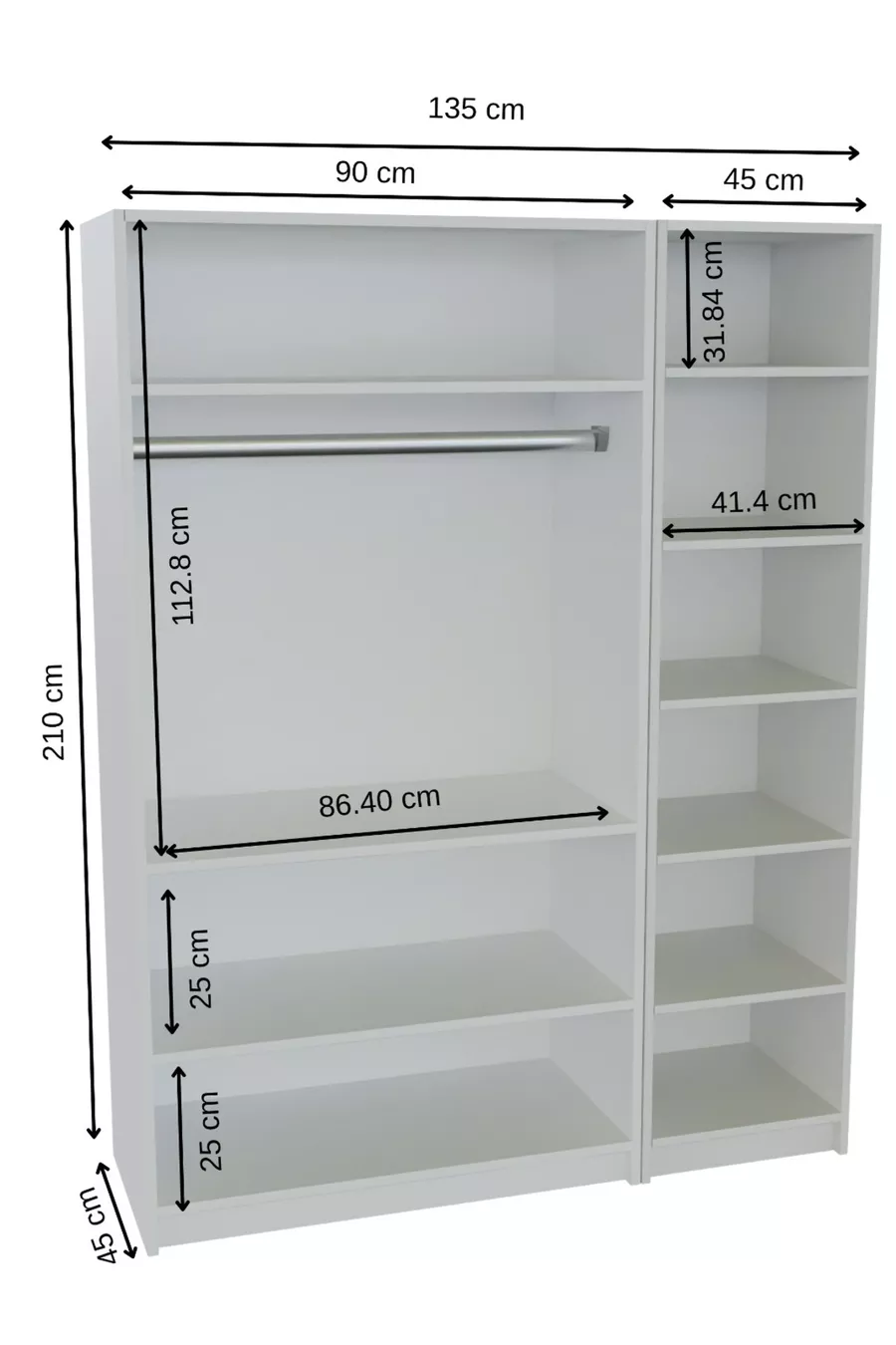 - LADİK - ARMOIRE BLANCHE 3 PORTES  CM