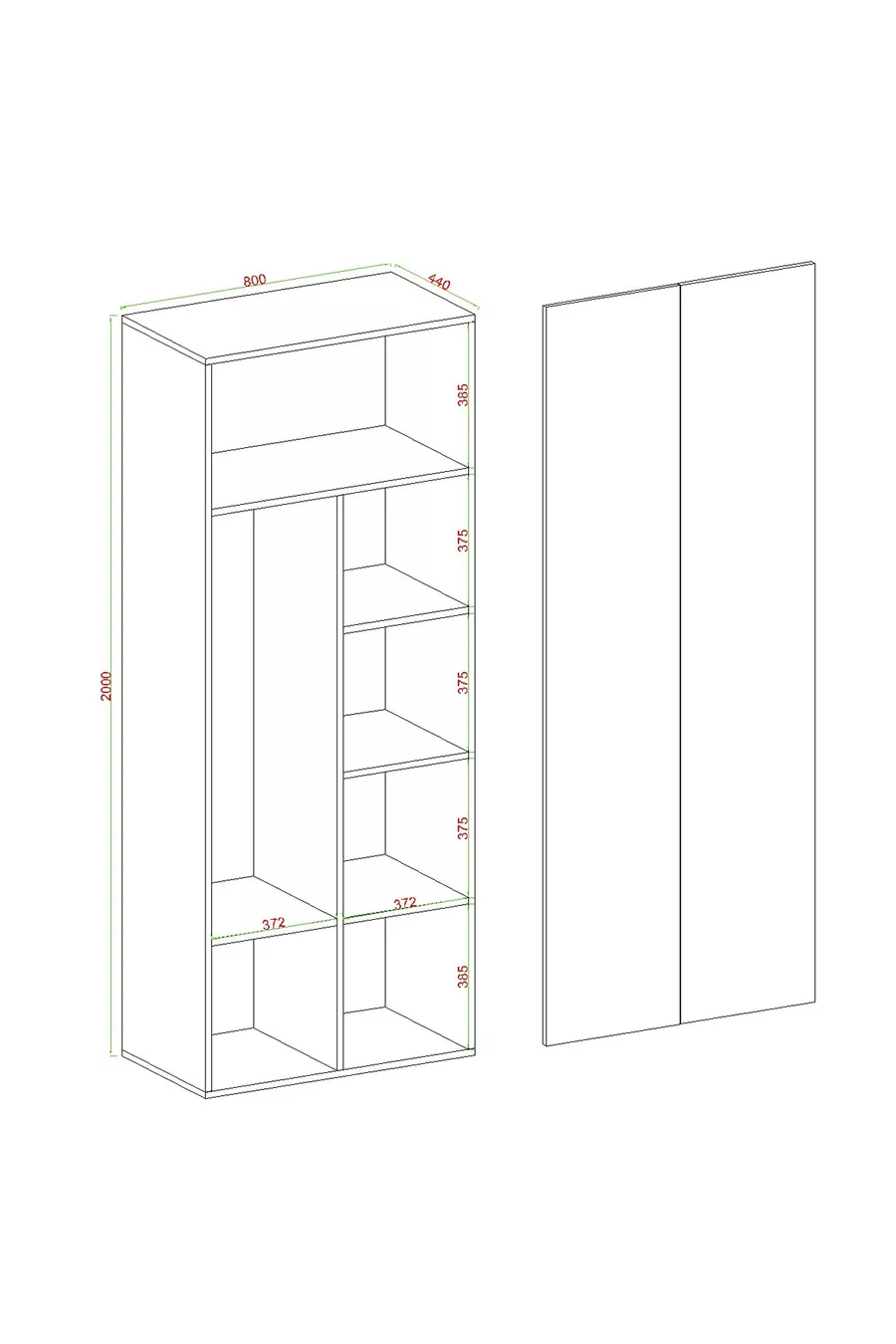 Armoire Niro à 2 Portes, avec Tringle et Étagère,  cm, Anthracite