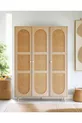 Garde-robe Bali Bohem à 3 portes – Armoire à vêtements avec portes en MDF et tissu jute | Couleur chêne –