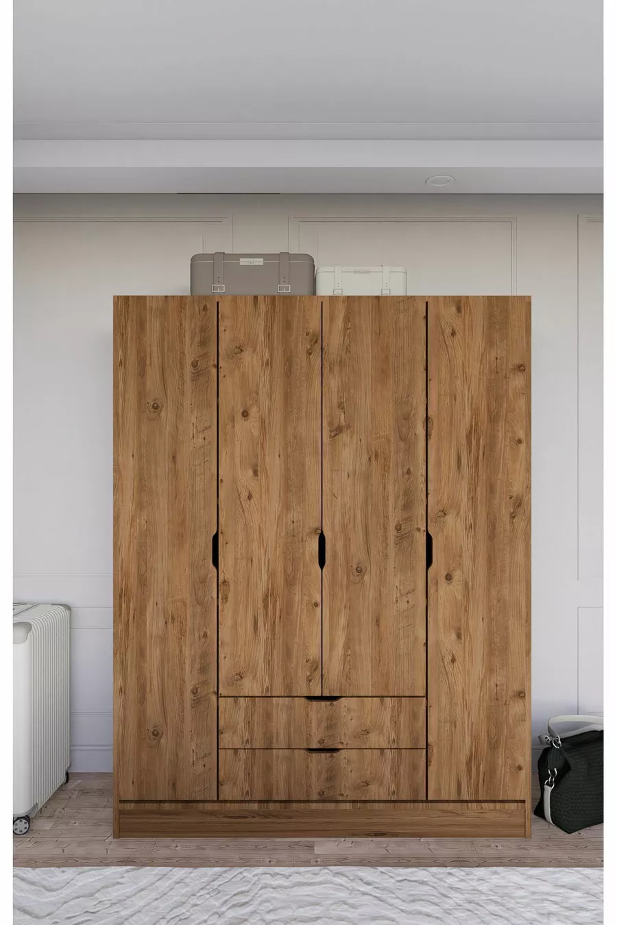 Armoire Atlas 4 portes 2 tiroirs