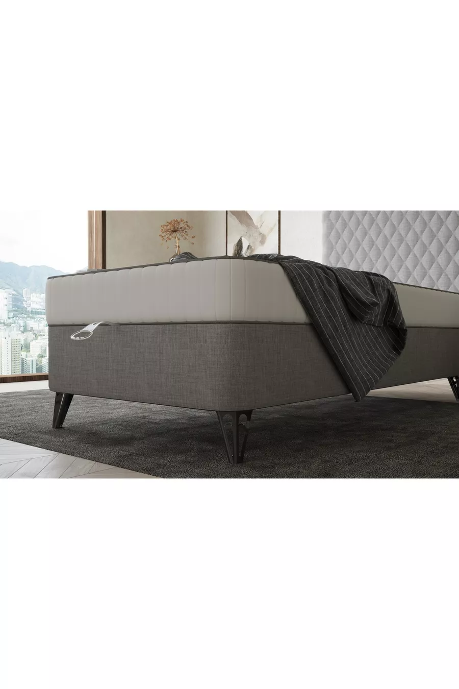 Ensemble de lit orthopédique de luxe avec sommier et tête de lit - Anthracite