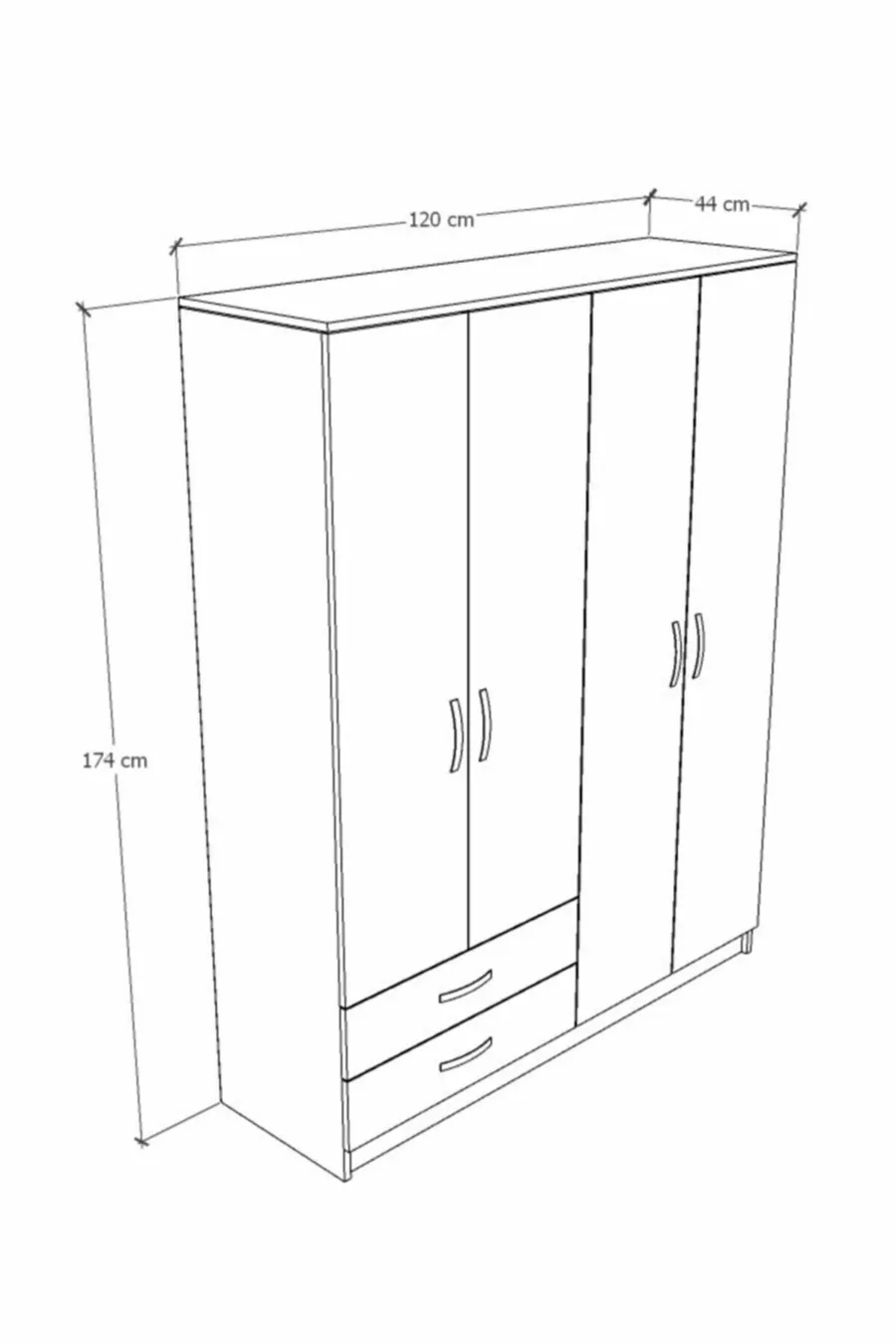 Gm  Diva Armoire Blanche à 4 Portes et 2 Tiroirs avec Miroir