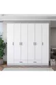 Rani  Armoire Spacieuse pour Vêtements 6 Portes 2 Tiroirs  Étagères 2 Tringles Blanche