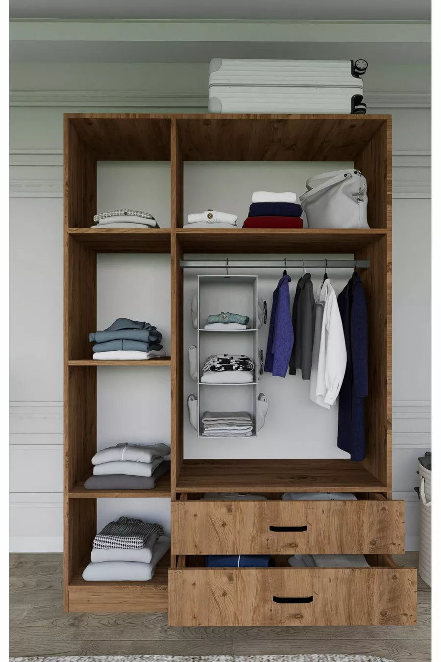 Armoire Yaman Çam à 3 portes et 2 tiroirs - Garde-robe