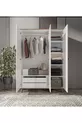 Armoire bohème avec miroir, 3 portes et 2 tiroirs, armoire à vêtements blanche - MDF de première qualité
