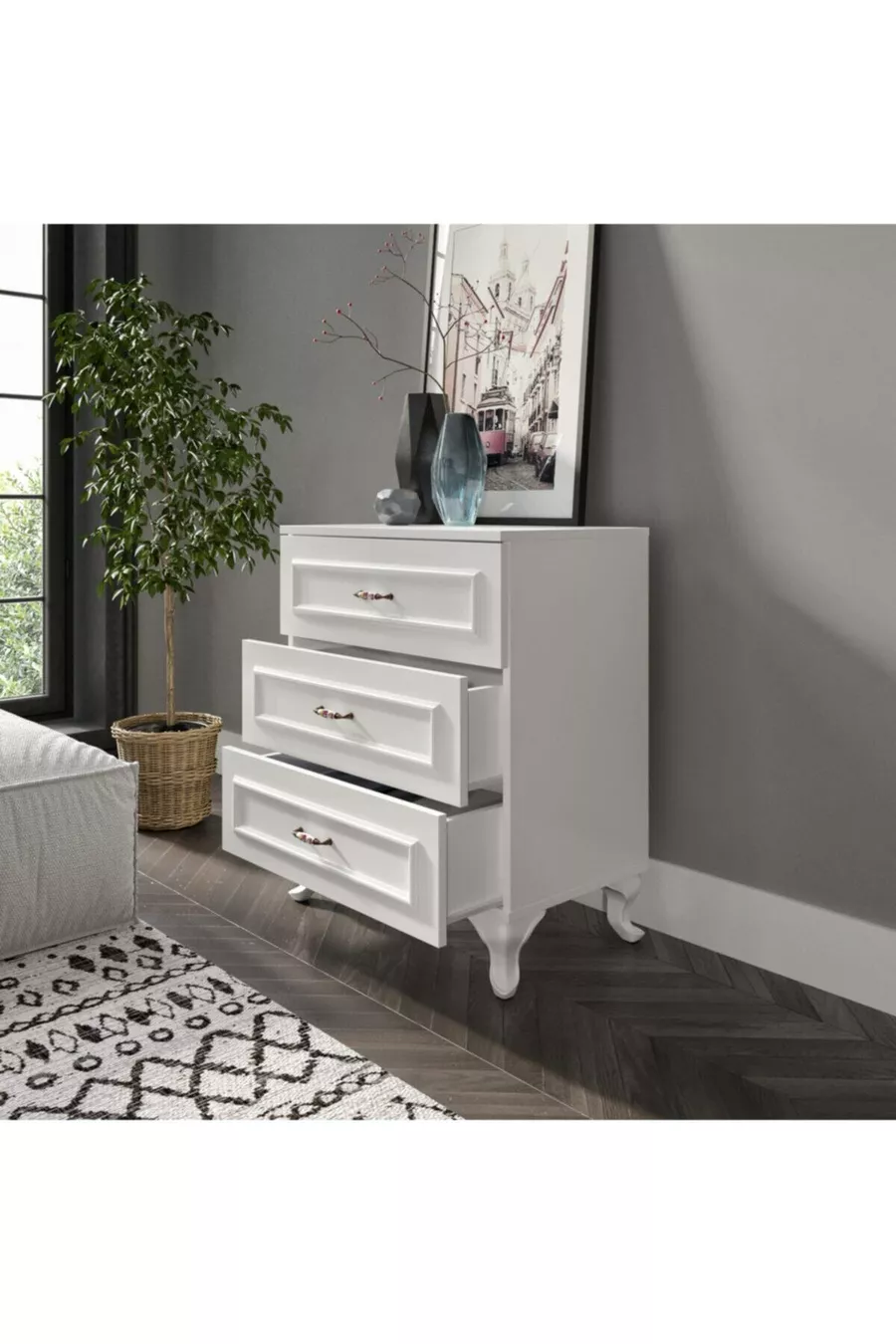 Commode Country à 3 tiroirs Kartopu entièrement en MDF