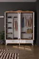 Armoire à miroir Nova 4 portes avec 2 tiroirs, pin Atlantique