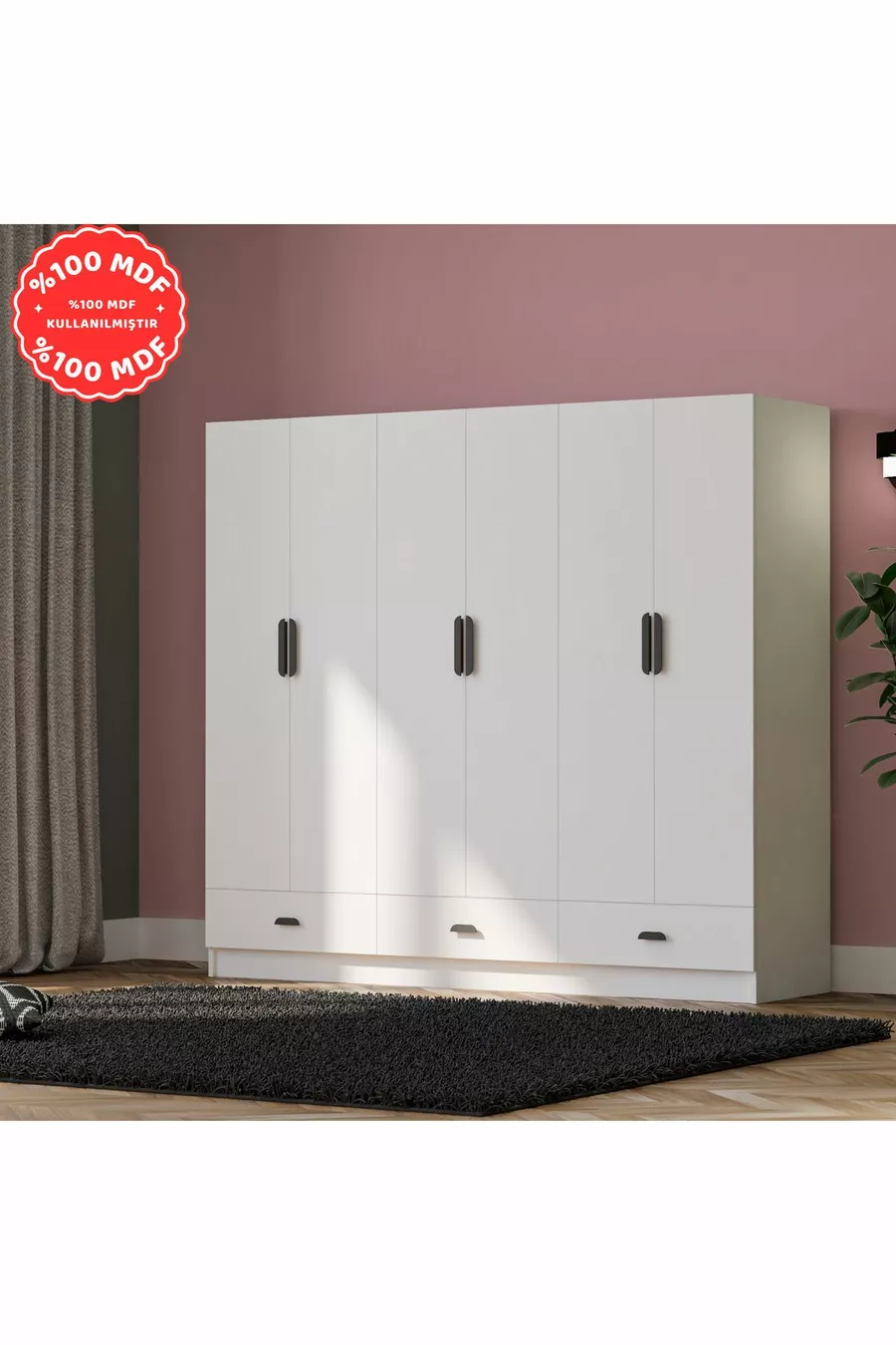 Armoire 6 portes 3 tiroirs İnci % MDF