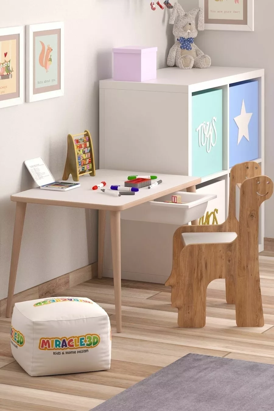 Bureau et chaise de jeu pour enfants, table d'activités, table effaçable à sec