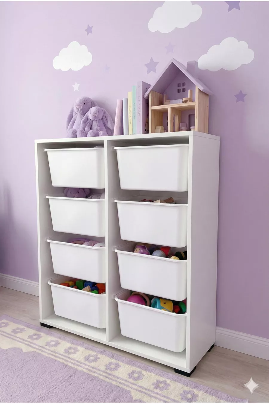 Armoire de Jouets Polyvalente à 8 Tiroirs et Unité de Rangement – Organisateur de Chambre d’Enfant avec ÉTIQUETTE CADEAU