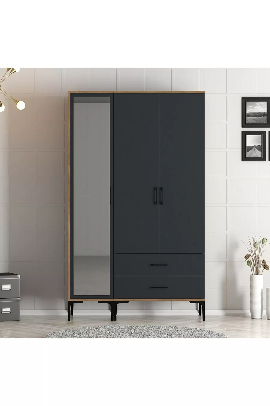 Armoire à 3 portes Kumsal Rt - Anthracite