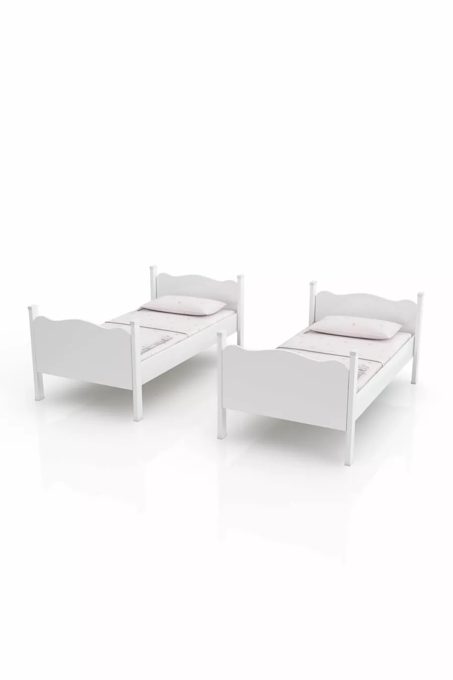 Lit superposé double en MDF avec profil, blanc, séparables
