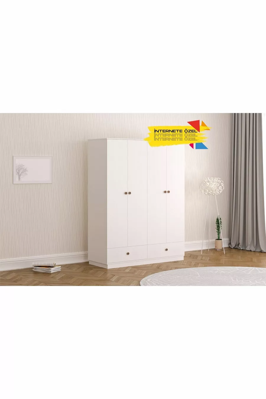 Armoire Elif Modern 4 portes 2 tiroirs