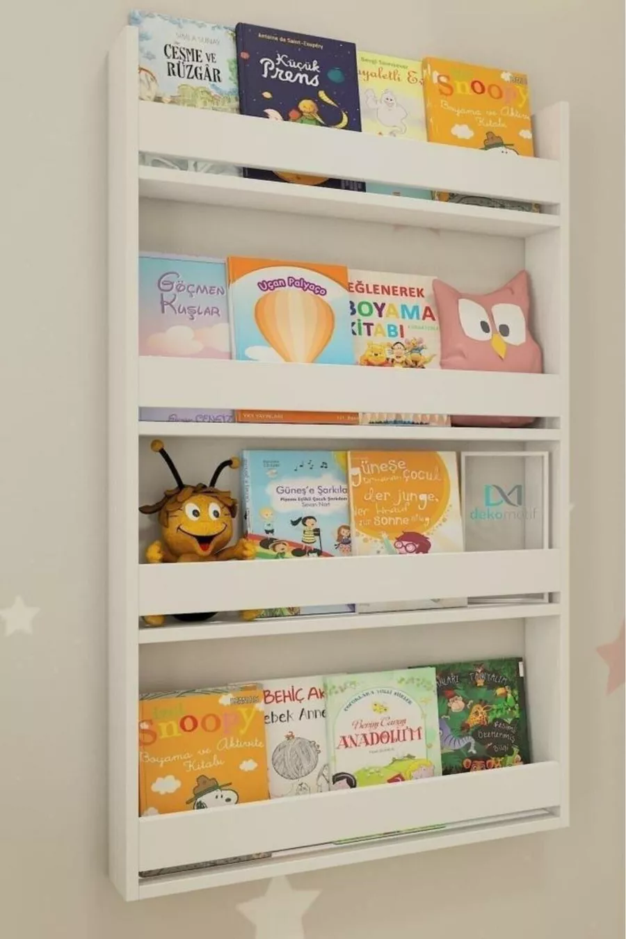 Bibliothèque Montessori pour enfants à 4 étagères murales blanche - Design éducatif