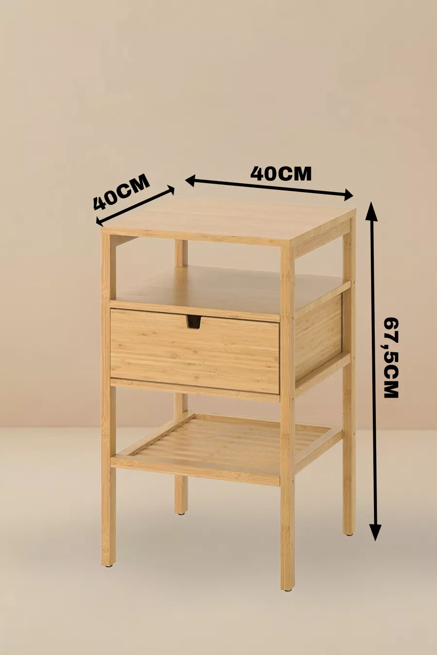 Table de chevet avec tiroirs et étagères en bambou pour chambre à coucher, organisateur commode