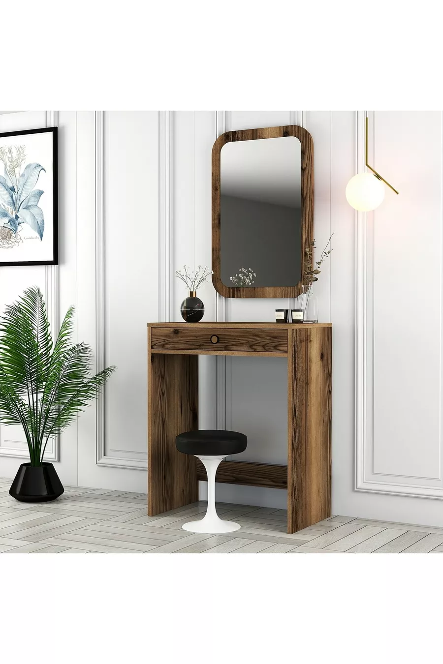 Coiffeuse miniature avec miroir Lisbonne - Noyer