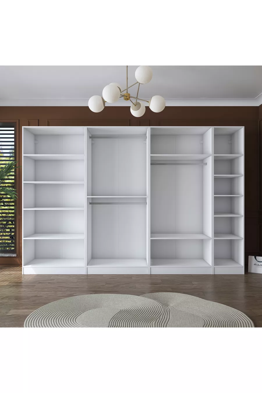 Rani  Armoire Spacieuse Armoire à Vêtements 7 Portes  Étagères 3 Penderies Armoire Modulaire Blanche