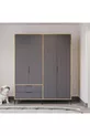 Armoire Aden anthracite complet à 4 portes avec tiroirs, penderie, armoire avec étagères