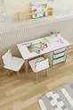 Ensemble table et chaises pour enfants - Table de travail et d'activités avec 3 paniers - Surface effaçable à sec - 2 chaises Panda