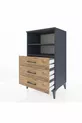 Table de chevet Hyperion avec 2 étagères et 3 tiroirs Anthracite-Pin