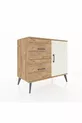 Commode Hyperion avec une étagère, 2 tiroirs et une porte, pin-pierre d'onyx/pin