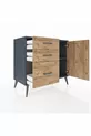 Commode Hyperion à une étagère, 3 tiroirs et une porte, Anthracite-Bois de pin