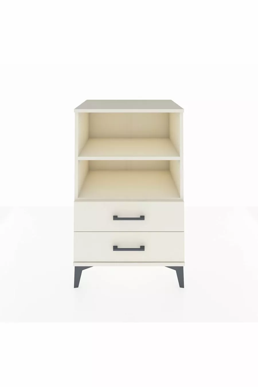 Table de chevet Hyperion avec 2 étagères et 2 tiroirs, couleur quartz