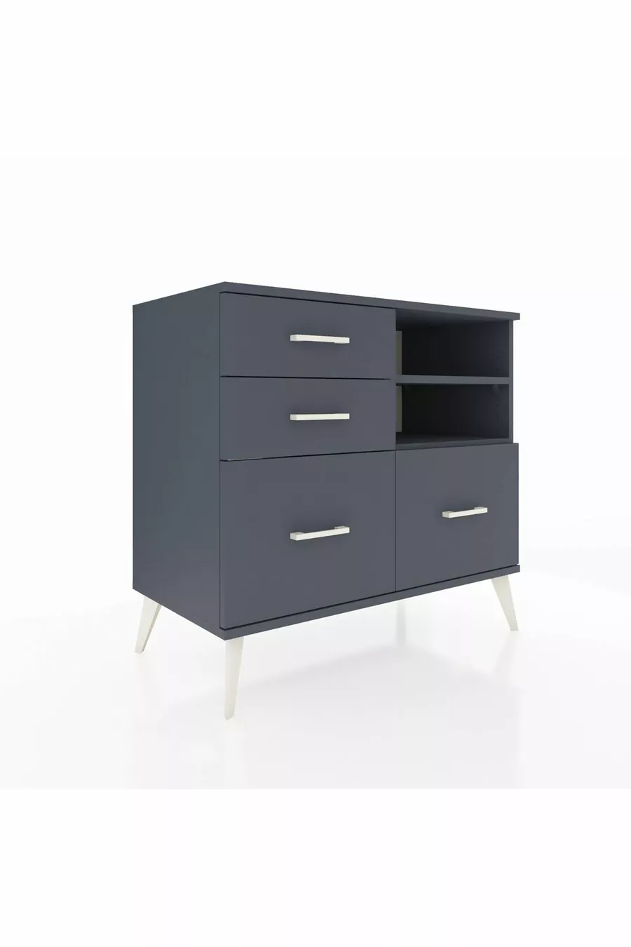 Commode Hyperion 2 étagères 4 tiroirs Anthracite-Anthracite