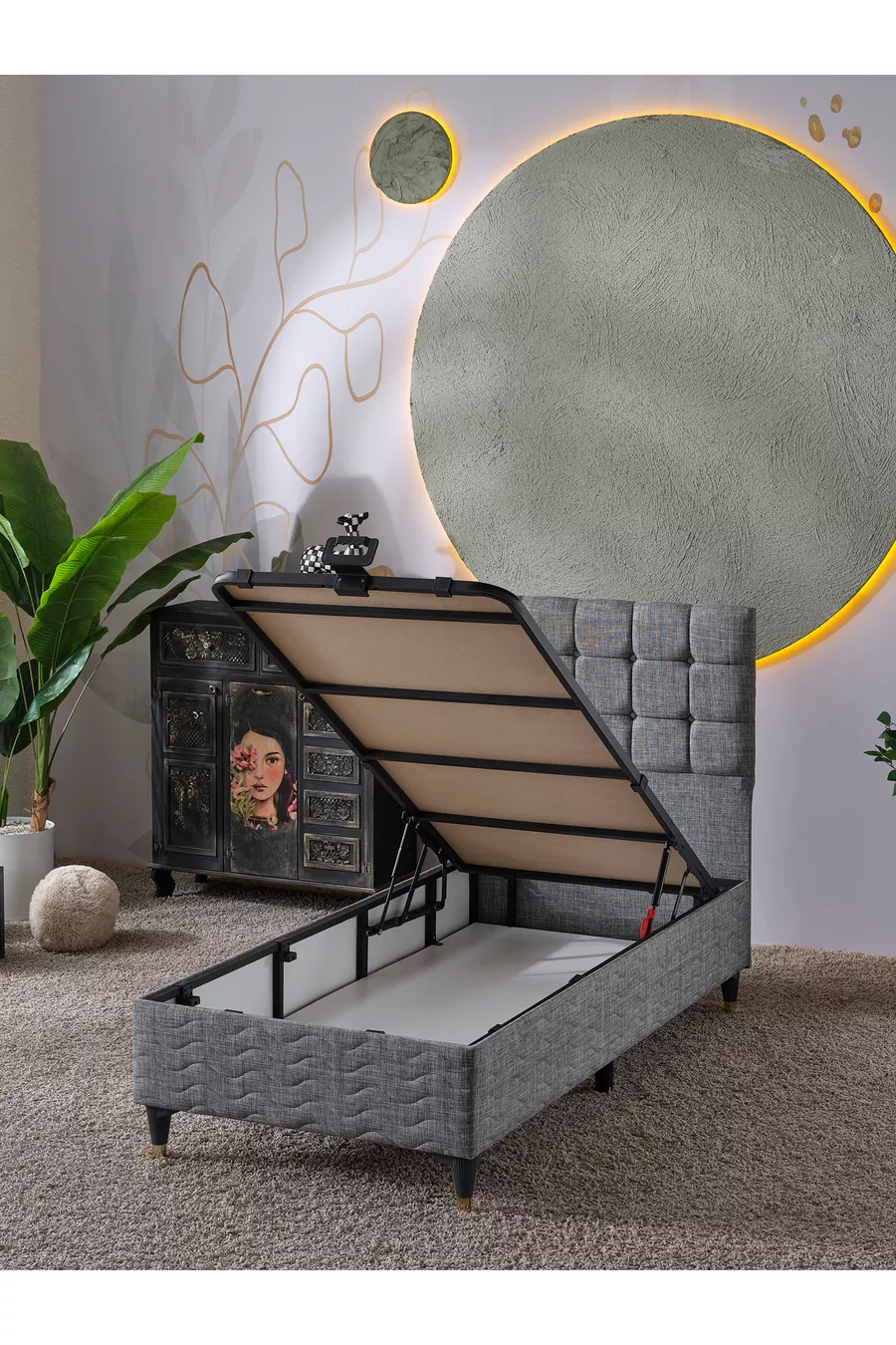 Ensemble 3 pièces Bengü (Base + Tête de lit + Matelas)