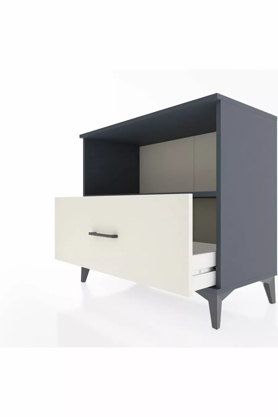 Commode Hyperion à une étagère et un tiroir, anthracite-pierre de lune