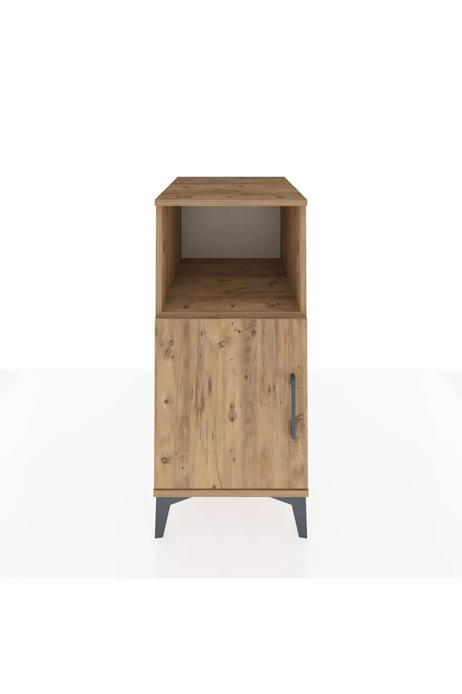 Table de chevet Kronos à 2 étagères avec 1 porte, pin-pin