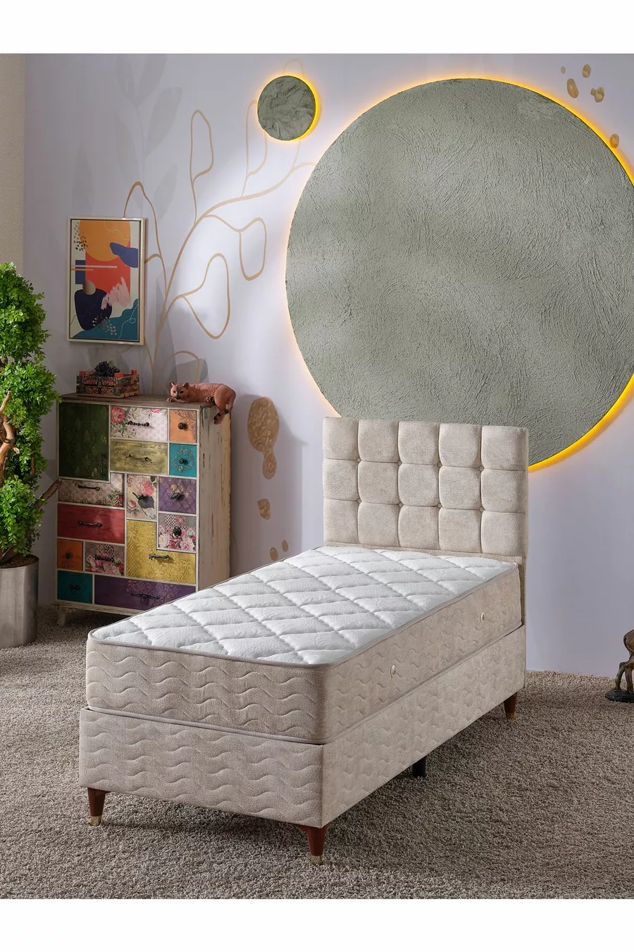 Ensemble Bengü pour une personne 3 pièces Lit + Sommier + Tête de lit