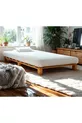 Lit plateforme en bois massif cm X cm, couleur noyer cm X cm, couleur noyer massif