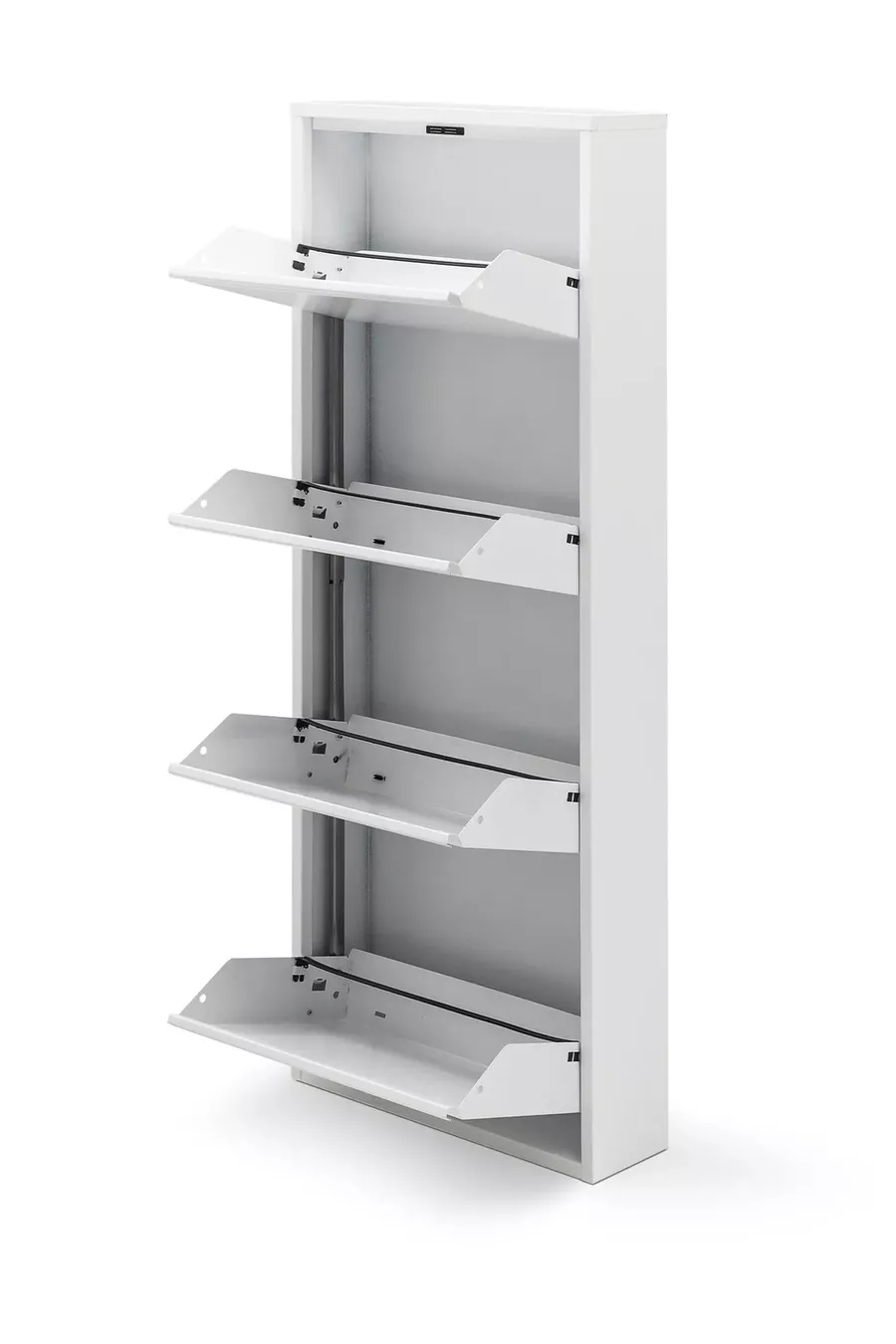 Porte-chaussures en métal verrouillable à 4 compartiments - Blanc - Ral 