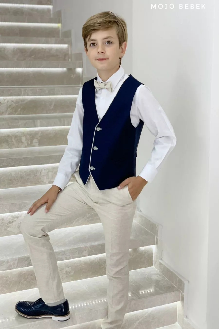 Ensemble Costume Garçon  Ans avec Gilet de Sport et Veste  Beige