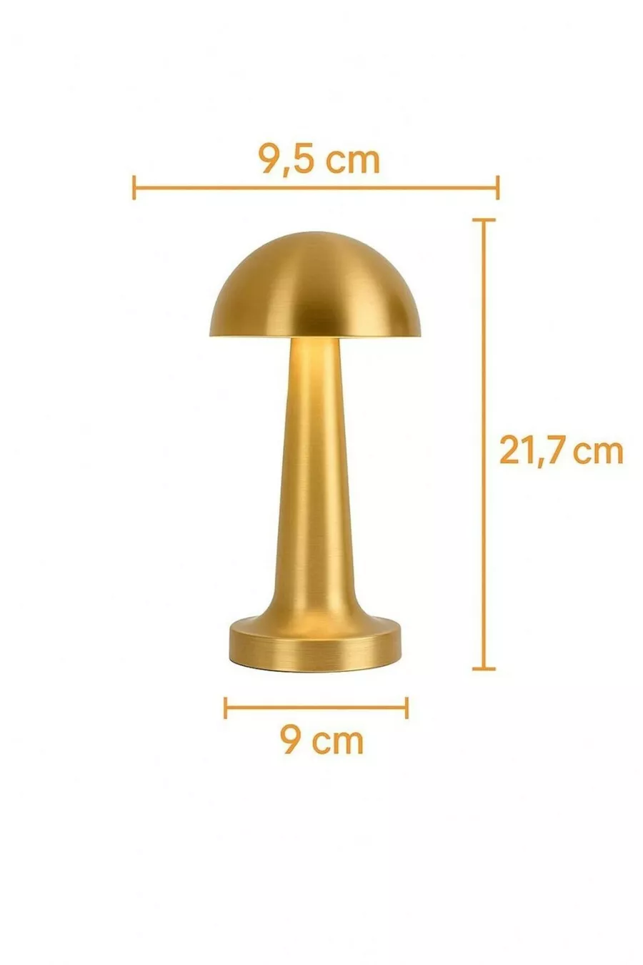 Lampe de table champignon en or rechargeable tactile à 3 couleurs réglables