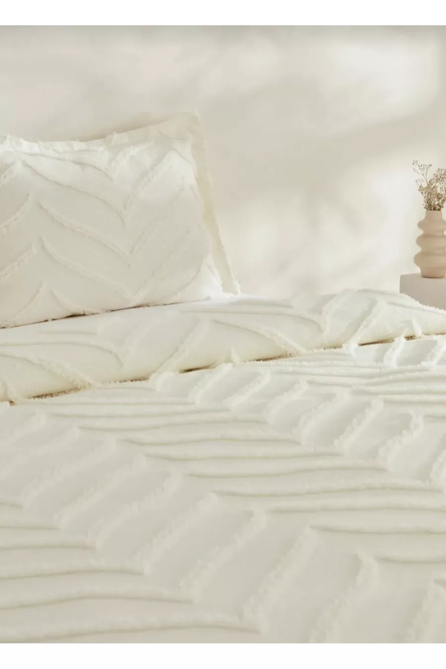 Merve 3 Pièces Housse de Lit Double Crème
