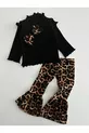 Ensemble Léopard pour Fille Bébé et Enfant avec Pantalon Large et Bandana