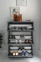 Placard à chaussures à abattant, placard à chaussures coulissant à étagères, placard à chaussures à 3 compartiments, Ange Anthracite