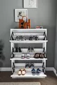 Placard à chaussures à abattant avec étagère coulissante, placard à chaussures à 3 compartiments, Ange blanc
