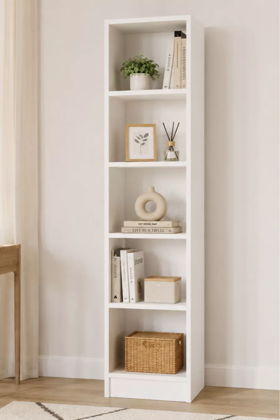Bibliothèque blanche lilas