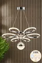 Suspension LED moderne en métal chromé modèle Papatya, 3 couleurs, pour salon, cuisine, séjour, chambre