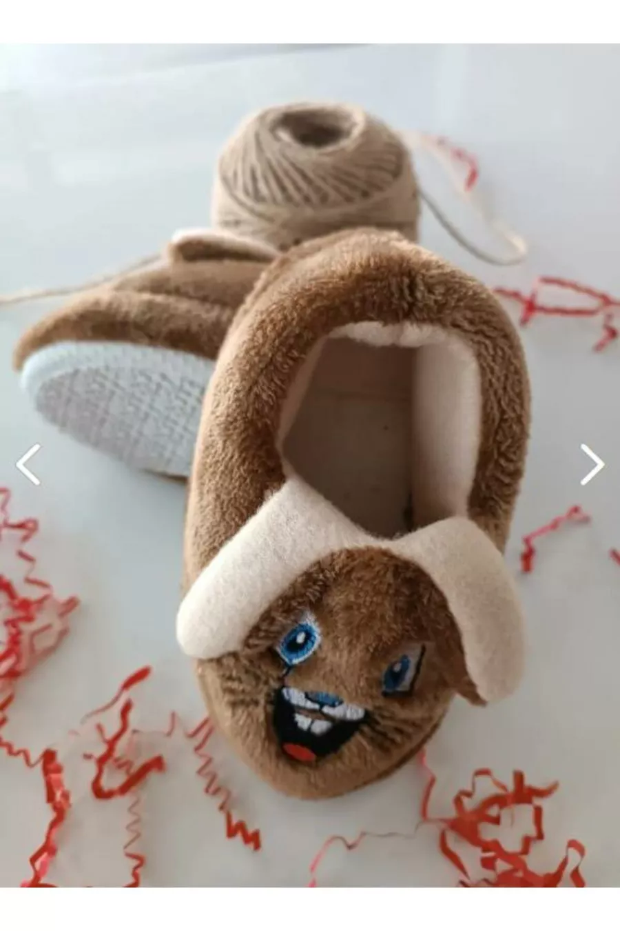 Pantoufle en peluche pour enfants d'intérieur d'hiver avec motif de lapin antidérapant modèle 