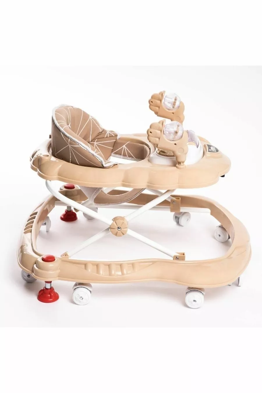 Trotteur pour bébé Spider marron de luxe avec jouets, musique et lumière à 3 niveaux avec siège
