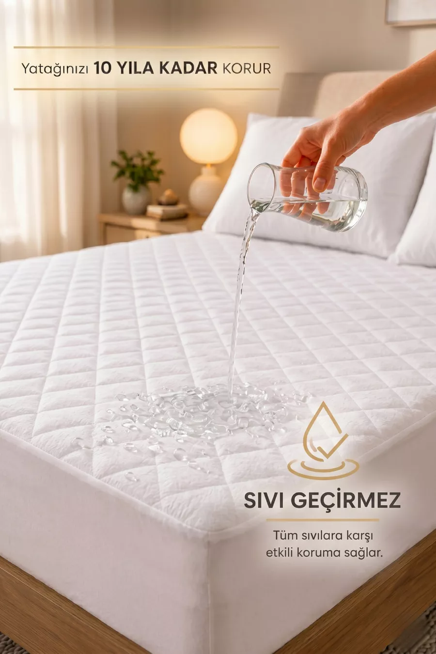 Adelya Classic Matelassé Protège-Matelas Imperméable avec Coins Élastiques pour Sommier Simple Double King Size