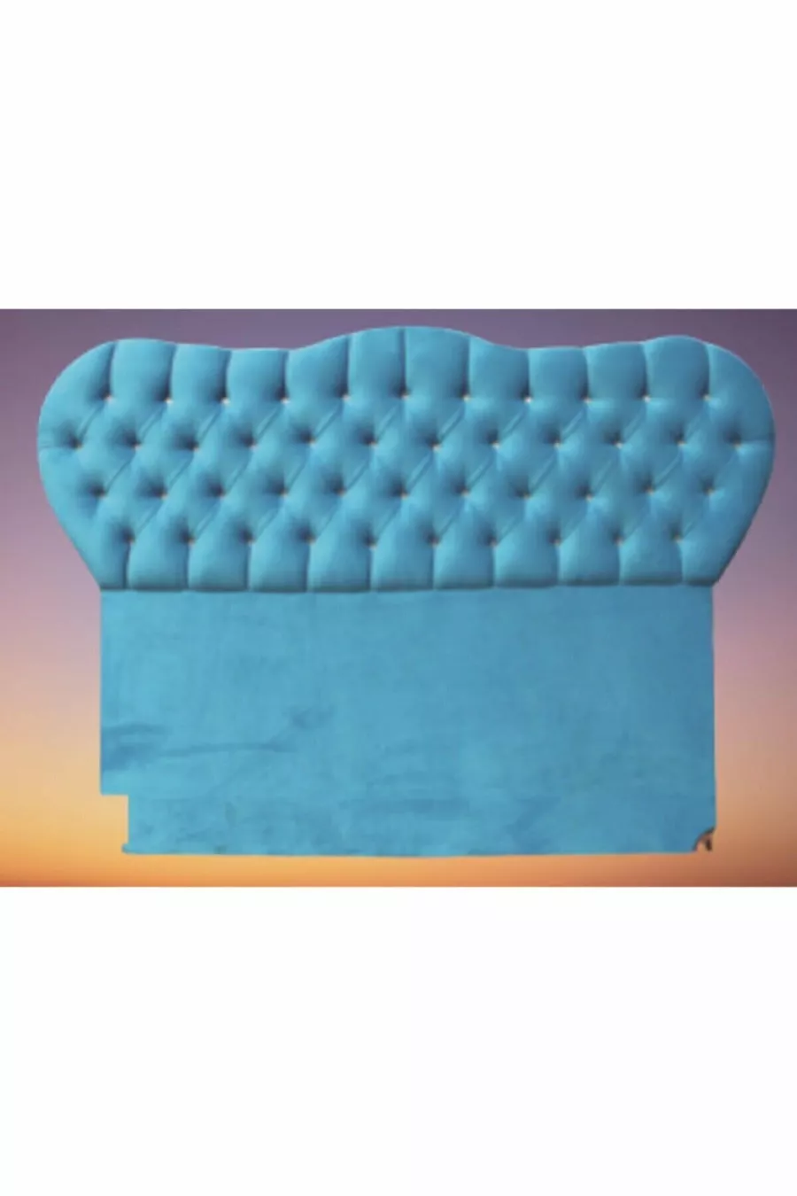 Tête de lit Alc Cristal pour lit simple avec capitonnage en plume d'agneau, couleur bleu ciel
